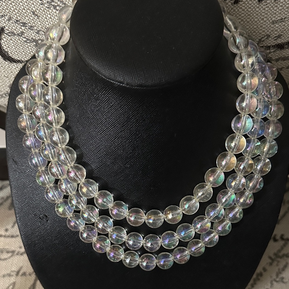 Lustrous Multi-Strand Iridescent Necklace
